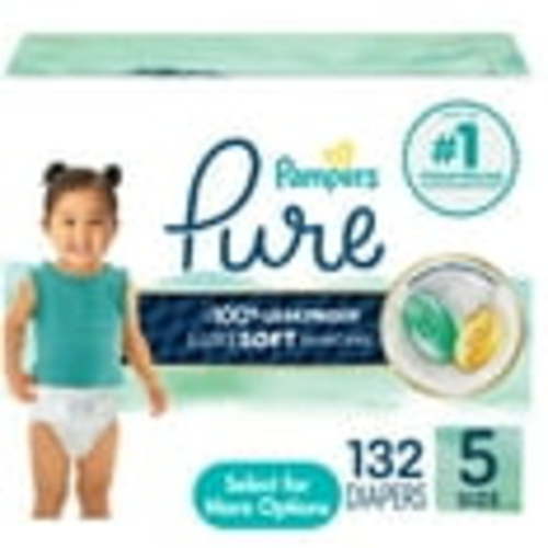Pampers Pure Baby Diapers Size 5, 132 Count (Select for More Options)
