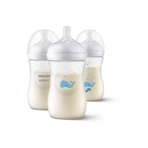 Avent Philips Natural Baby Bottle with Natural Response Nipple - Whales - 9oz/3pk