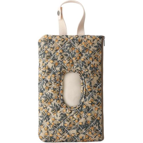 Quilted Baby Wipe Holder Quilted Wipe Pouch Portable Hanging Floral Wet Wipes Bag for Car, Stroller
