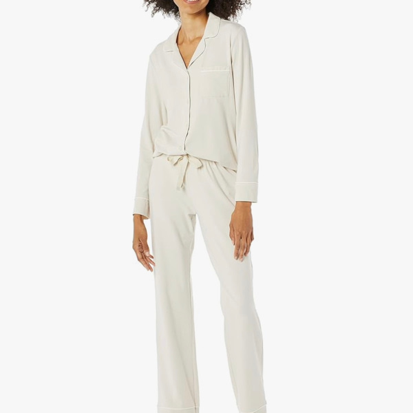 Amazon Essentials Women's Long Sleeve Cotton Modal Pajama Set, Loungewear with Full-Length Bottom