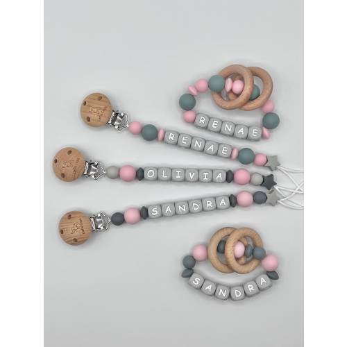 Pacifier Clip Personalized, Pacifier Holder, Binky Clip, Baby boy gift, Baby girl gift, Coming Home gift, Rattle Ring Personalized