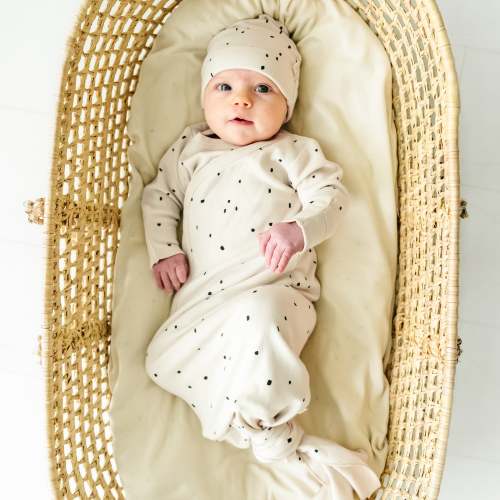 Organic Baby Sleep Gown Knotted - Pixie Dots