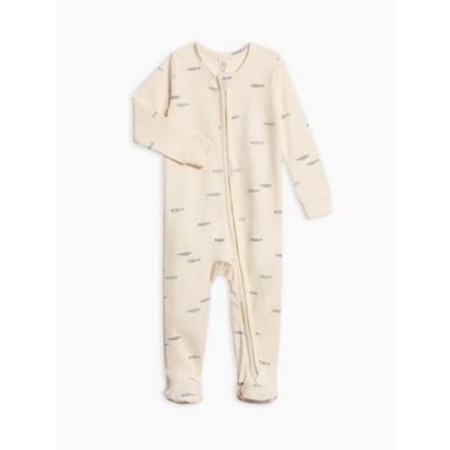 Colored Organics Peyton Zipper Sleeper Wave Stripe / Rain 3-6M