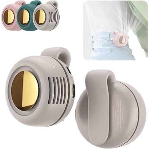 Portable Silent Mini Bladeless Fan Clip On, Mini Fan With Clip, 2025 New Adjustable 3-Speed Suspended Waist Fans, For Outdoor & Travel & Office, Travel Accessories, Gift (White)