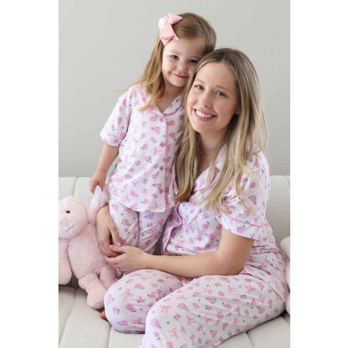 Women's Two Piece Flare Lounge Set | Ribbon & Roses Pink