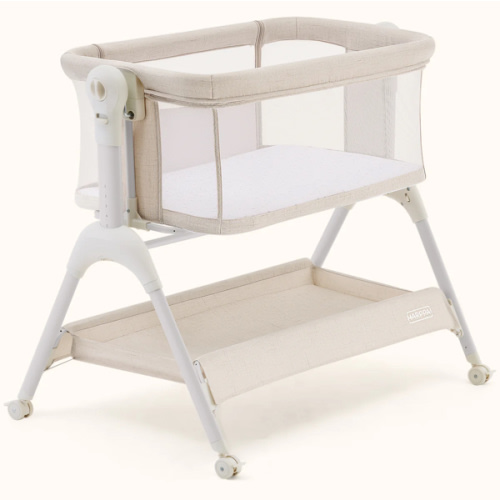 HARPPA Cuddly Sway | 3-in-1 Rocking Baby Bassinet & Bedside Sleeper for Newborns with Mattress for Reflux | Attaches to Bed, Adjustable Heights, Non-Toxic & CPSC Certified | Sturdy Frame, Portable Wheels, Tool-Free Setup, Gentle Rocking | Perfect for Newb
