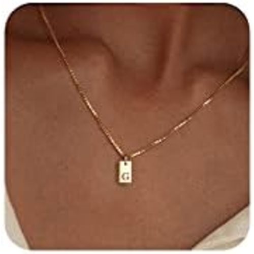 Initial Necklaces for Women 14K Gold Plated Letter Necklace Dainty Gold Name Necklace Personalized Initial Tag Pendant Necklace for Women Trendy Gold Jewelry