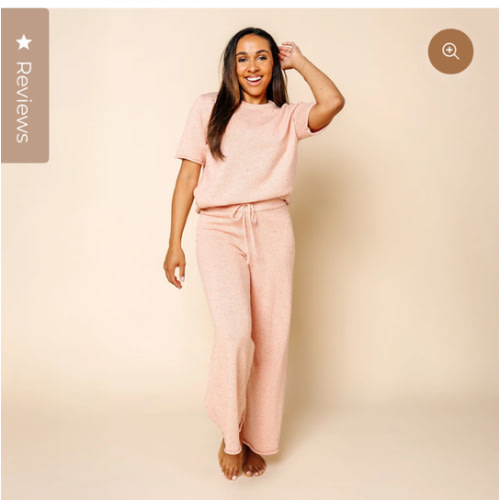 Knit Women's Wide Leg Pants - Petal Speckle