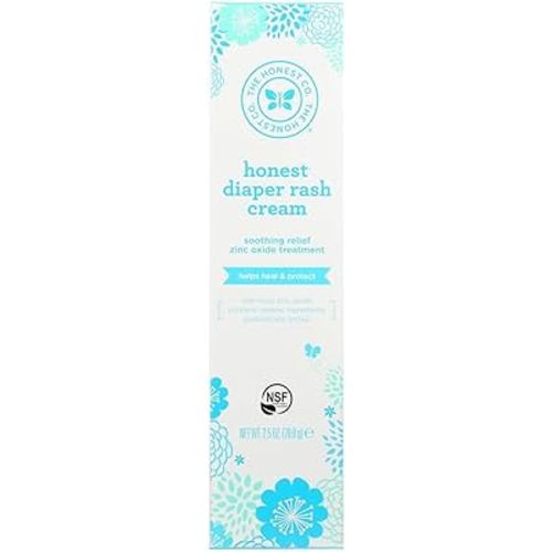 The Honest Company Organic Baby Diaper Rash Cream | Moisturizing + Calming Zinc Oxide Ointment | NSF Certified, Cruelty Free | 2.5 oz