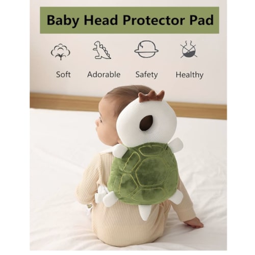 JunNeng Baby Head Protector Backpack, Toddler Walking Fall Head Protection, Green Turtle