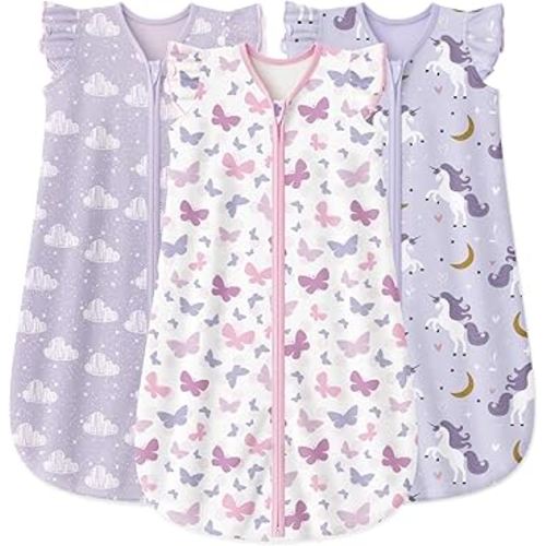 Yoofoss Baby Sleep Sack 0-6 Months Baby Wearable Blanket 100% Organic Cotton 2-Way Zipper TOG 0.5 Toddler Sleeping Sack 3 Pack, Lightweight Sleep Sacks for Babies(Small)