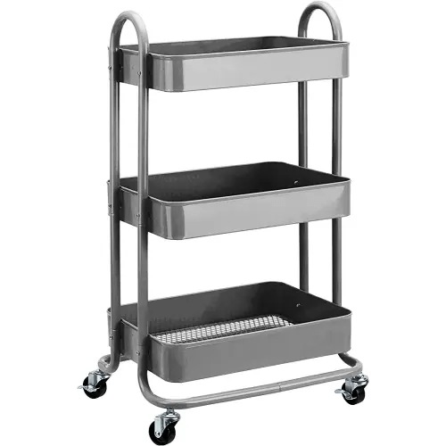 Amazon Basics 3-Tier Rolling Utility or Kitchen Cart - Charcoal