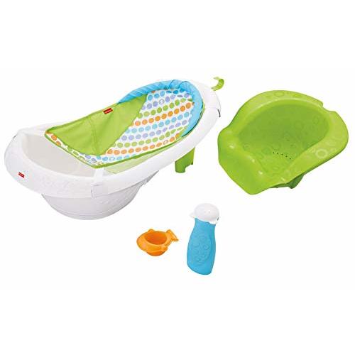 Fisher-Price 4-in-1 Sling 'n Seat Tub, Green, Convertible Baby to Toddler Bath Tub with Seat and Toys