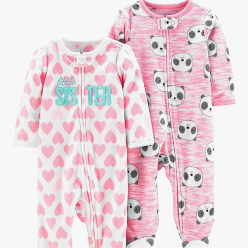 Simple Joys by Carter's Baby Girls' Fleece Footed Sleep and Play, Pack of 2