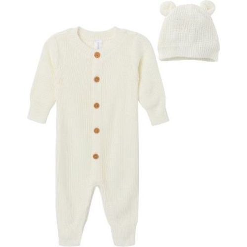 Modern Moments™ By Gerber Baby Neutral 2-piece Romper & Hat Set, Ivory, 12 Months
