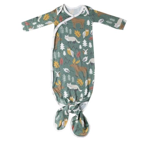 Copper Pearl Baby Gown - Knotted Newborn Sleepers for Baby Boy and Girl, Soft Stretchy Long Sleeve Infant Gowns with Bottom Tie and Hand Mittens, Perfect Hospital Coming Home Outfit (Atwood)