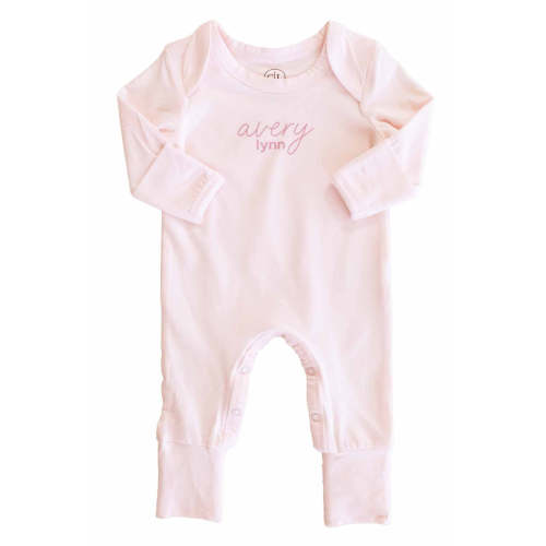 Personalized Full Length Snap Romper | Blush