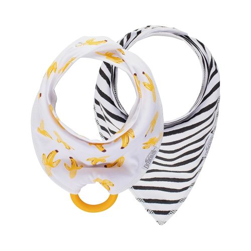 Dr. Brown's Super Soft & Absorbent Baby Bandana Bib with Snap-On Teether, 3m+, 2-Pack