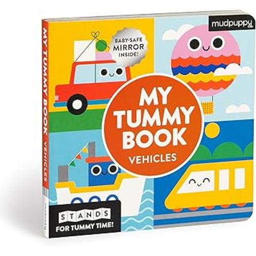 My Tummy Book Vehicles: High-Contrast Fold-Out Book That Stands for Tummy Time, Baby-Safe Mirror Inside!