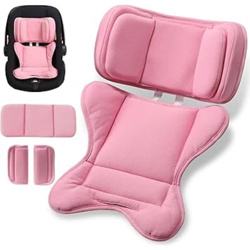 Infant Insert Compatible with Doona, Graco, Britax, Chicco, Evenflo Car Seat, Adjustable Baby Head Body Support Cushion for Newborn to Toddler, Fits Infant Car Seat and Stroller (Pink)