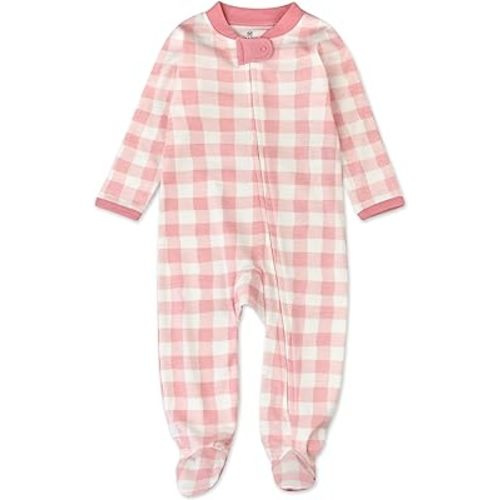 HonestBaby Baby Girls' Sleep and Play Footed Pajamas One-Piece Sleeper Jumpsuit Zip-front Pjs Organic Cotton
