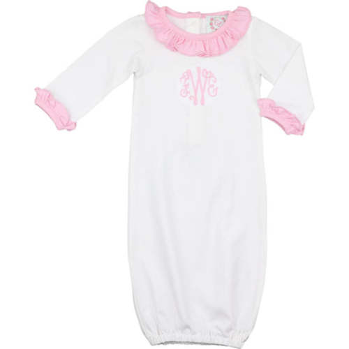 Pink And White Knit Baby Gown
