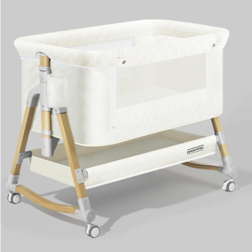 HARPPA Cuddly | 3-in-1 Baby Bassinet Bedside Sleeper With Mattress | HARPPA Baby Mini Crib Bassinet, Wooden Bassinets For Babies, Rocking Co-Sleeper Bassinet, Under-the-Bed Bassinet, Bassinet Cradle, Non Toxic Bedside Sleeper, Bassinet And Co Sleeper, New