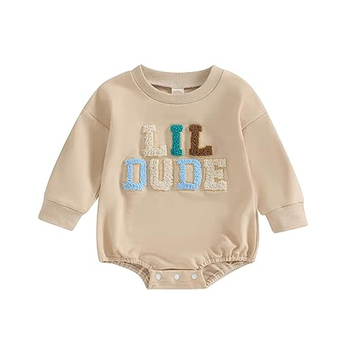 VISGOGO Newborn Infant Baby Boy Girls Oversized Romper Little Dude Sweater Onesie Coming Home Outfit Neutral Clothes