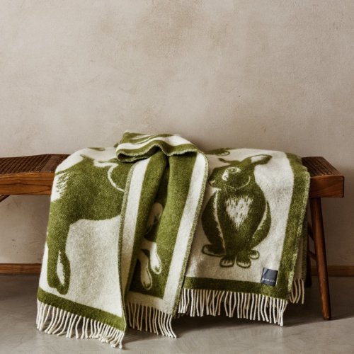 Wild and Wool Rabbit Wool Throw - Moss