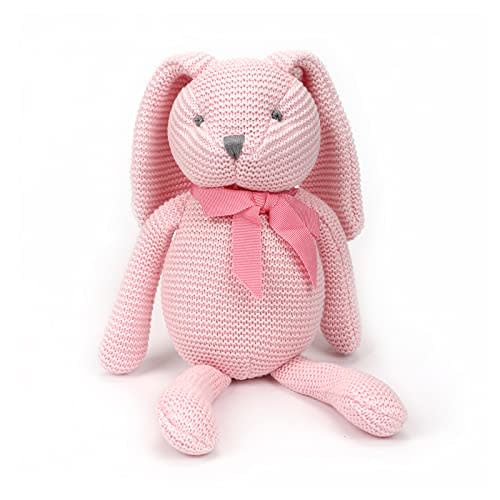 FLUFFYFUN Organic Baby Toys Pink Bunny Rabbit Stuffed Animal 7.1"