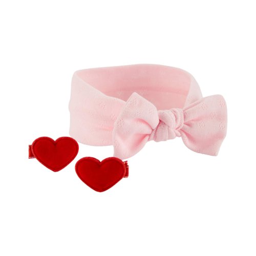 Baby 3-Piece Valentine's Day Headwrap & Heart Clips Set - Pink - Carter's | Carter's