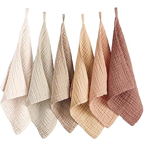 Konssy 6 Pack Face Cloths, Soft Wash Cloth for Washing Face, Cotton Face Towels for Sensitive Skin Women Facial Makeup Remover Reusable Absorbent Washcloths （11 x 11 Inch）