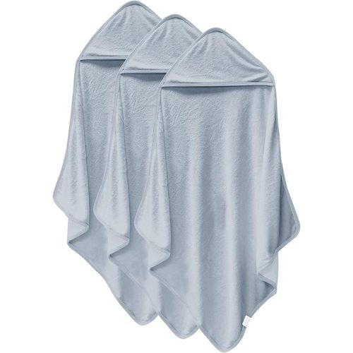 Cosy Family 3 Pack Baby Hooded Towels, Rayon Made from Bamboo, Ultra Soft Unisex Bath Towels for Babies,Toddler,Infant - Newborn Essential - Ultra Absorbent Toddler Towels for Baby Boy Girl - Grey