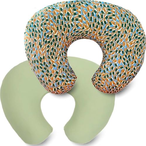 2 Pack Ultra Soft Nursing Pillow Covers for Baby Girl & Boy, Stretchy Boppy Compatible Cover for Breastfeeding Pillows, Easy to Use & Clean (Dusty Green,Terracotta Tile)