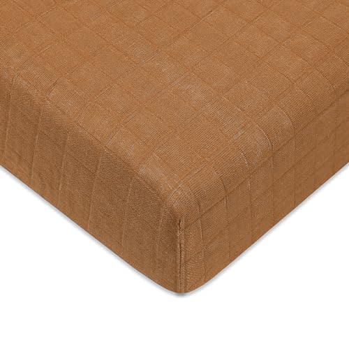 Babyletto 100% Organic Cotton Crib Sheet, GOTS-Certified, Fitted 360°, Ultra-Soft and Breathable Muslin - Burnt Sienna