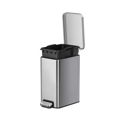 Better Homes & Gardens Bedroom / Office Trash Can, 2.6 Gallon Small Stainless Steel Step Garbage Bucket Bin with Soft Close Lid, Silver