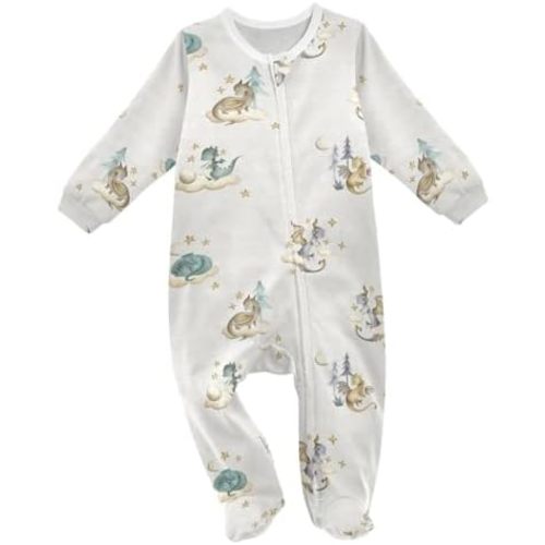 vvfelixl Flying Corgi Dog Baby Sleepers For Girl Boys Newborn Baby Play One-Piece Footies For 0-24 Months White