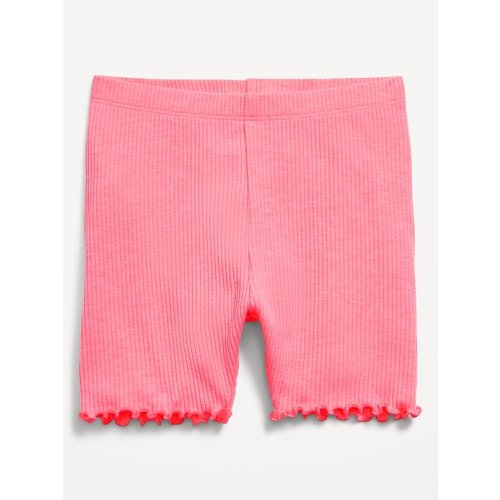 Rib-Knit Lettuce-Edge Biker Shorts for Toddler Girls