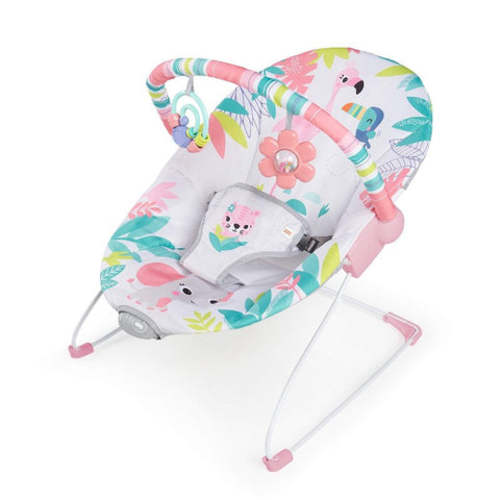 Foldable Baby Bouncer with Deep Supportive Seat, Vibration, and 2 Toys