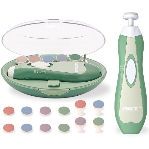 Fansidi Baby Nail Trimmer Electric – Limited Forest Serenity Green, Gentle Baby Nail File Electric| 10 Grinding Heads + 8 Replacement Pads| Quiet LED |Baby Nail Clippers for Newborn Infant Toddler