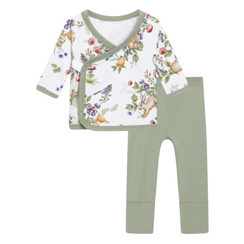 Newborn Baby Girls Clothes Set Long Sleeve Kimono Top and Pants Sets Outfit Viscose from Bamboo Outfits