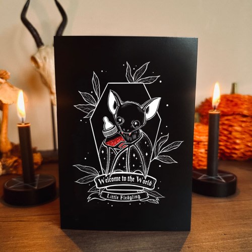Welcome to the World Baby Bat Card | Gothic | Spooky | Newborn | Baby Shower | New Baby
