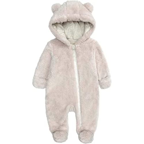 Newborn Baby Jumpsuit Hooded Fleece Rompers Long Sleeve Onesies Outwear Outfits