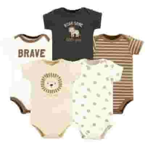 Hudson Baby Short Sleeve Bodysuits, 5-Pack, Newborn- 24 Months
