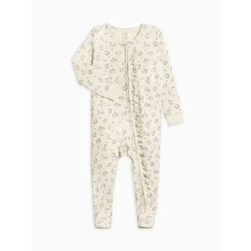 Neve Ruffle Zipper Sleeper- Hayden / Denim + Mist, 0-3M