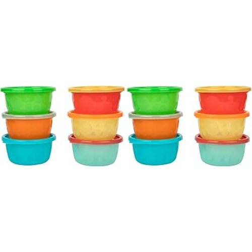 The First Years Take & Toss Toddler Bowls Set - Reusable Toddler Snack Cups - Toddler and Baby Snack Containers with Snap On Lids - Ages 9 Months and Up - 8 Oz - 6 Count