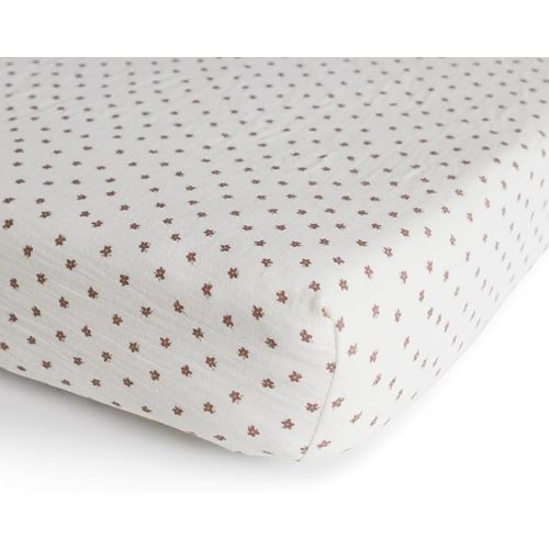 mushie Extra Soft Muslin Fitted Crib Sheet | 192 Thread Count | 28"x 52" (Bloom)