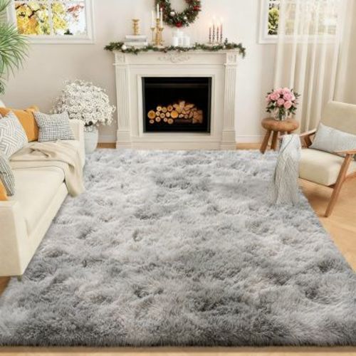 5x7ft Area Rugs for Bedroom, Soft Fluffy Shaggy Rug for Living Room Kids Room Home Decor Tie-dye gray 60x84 inch