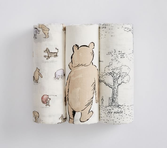 Pottery Barn Kids Disney Winnie the Pooh Organic Muslin Swaddle Set