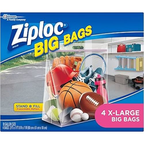 Ziploc Big Bags Clothes and Blanket Storage Bags for Closet Organization, Protects from Moisture, XL, 4 Count